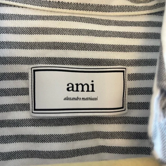 AMI Paris Grey Strip Shirt size 40 - Picture 2 of 7